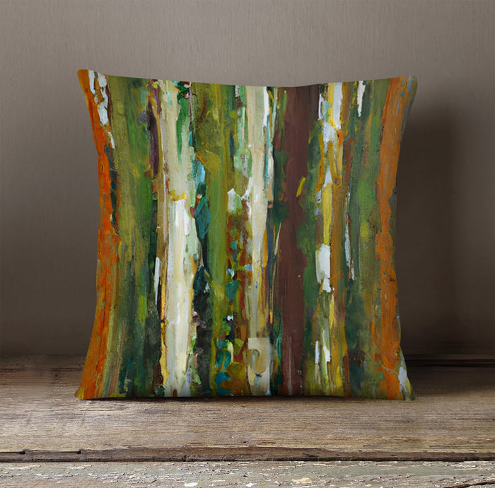 Green Vertical Abstract Texture Pattern Throw Pillow Cover