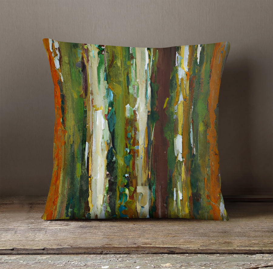 Green Vertical Abstract Texture Pattern Throw Pillow Cover