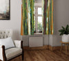 Abstract Striped Window Curtains - Green and Orange Grunge Painted Stripes - Deja Blue Studios