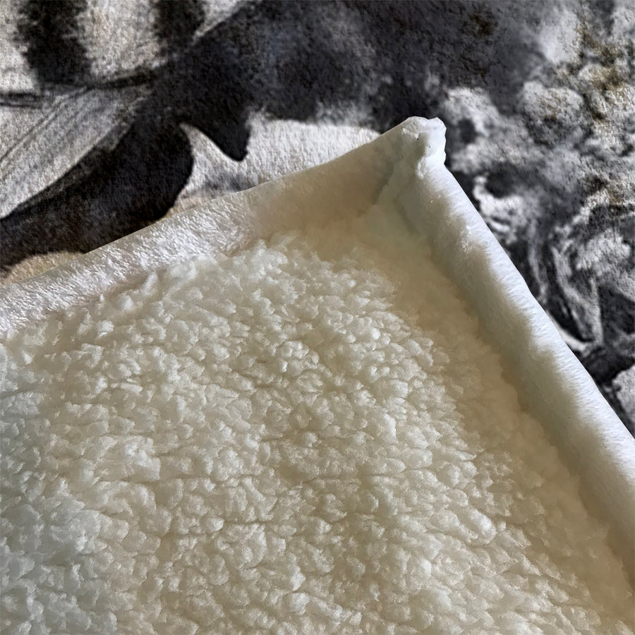 Gray Tropical Fish Illustration Pattern Fleece Sherpa Blanket