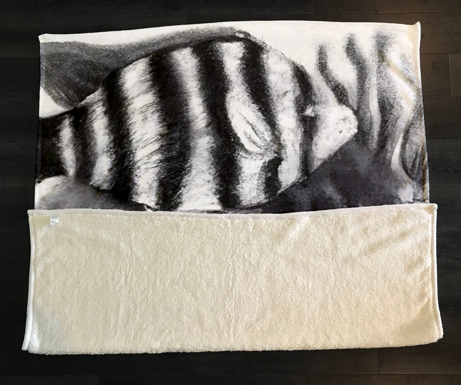 Gray Tropical Fish Illustration Pattern Fleece Sherpa Blanket