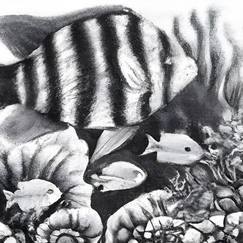 Gray Tropical Fish Illustration Pattern