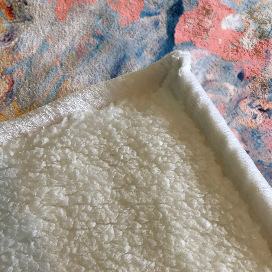 Soft Pink and Blue Abstract Texture Pattern Fleece Sherpa Blanket