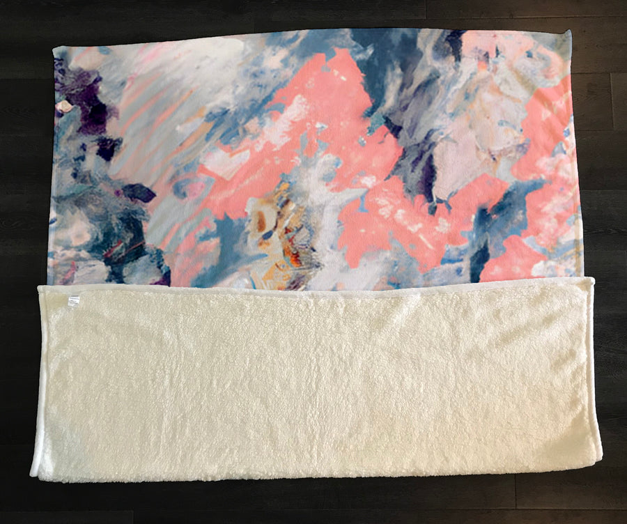 Soft Pink and Blue Abstract Texture Pattern Fleece Sherpa Blanket