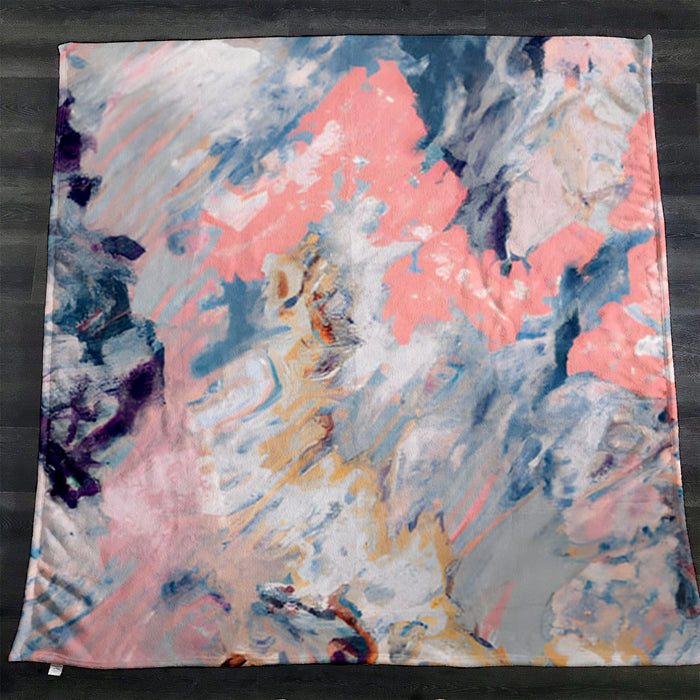 Soft Pink and Blue Abstract Texture Pattern Fleece Sherpa Blanket