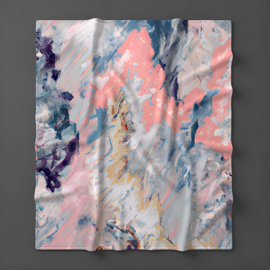 Soft Pink and Blue Abstract Texture Pattern Fleece Sherpa Blanket