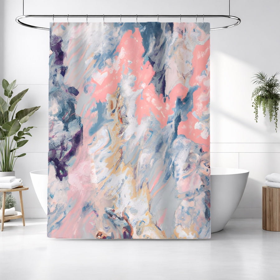 Soft Pink and Blue Abstract Texture Pattern Shower Curtain