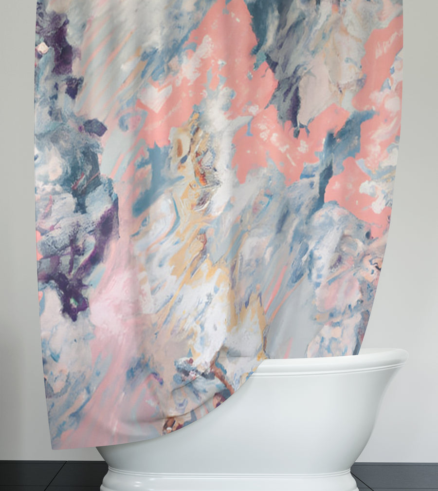 Soft Pink and Blue Abstract Texture Pattern Shower Curtain