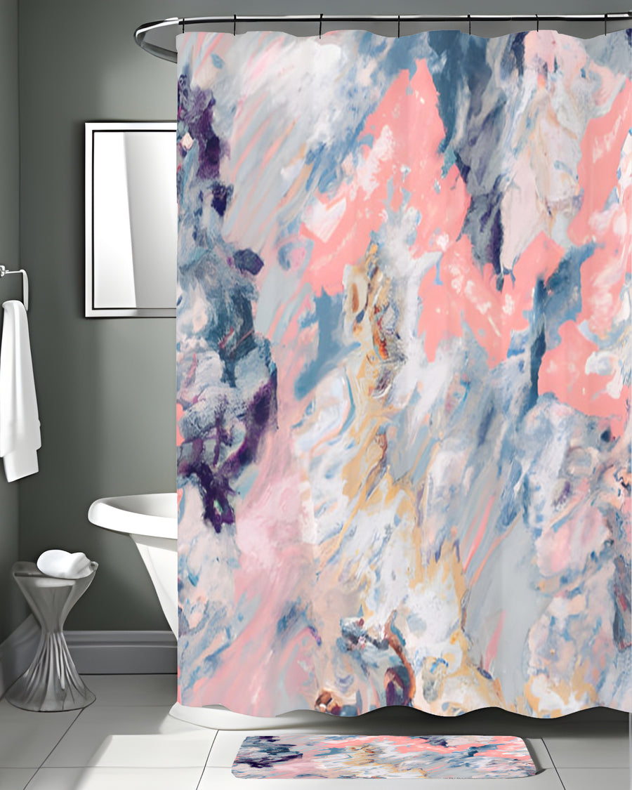 Soft Pink and Blue Abstract Texture Pattern Shower Curtain