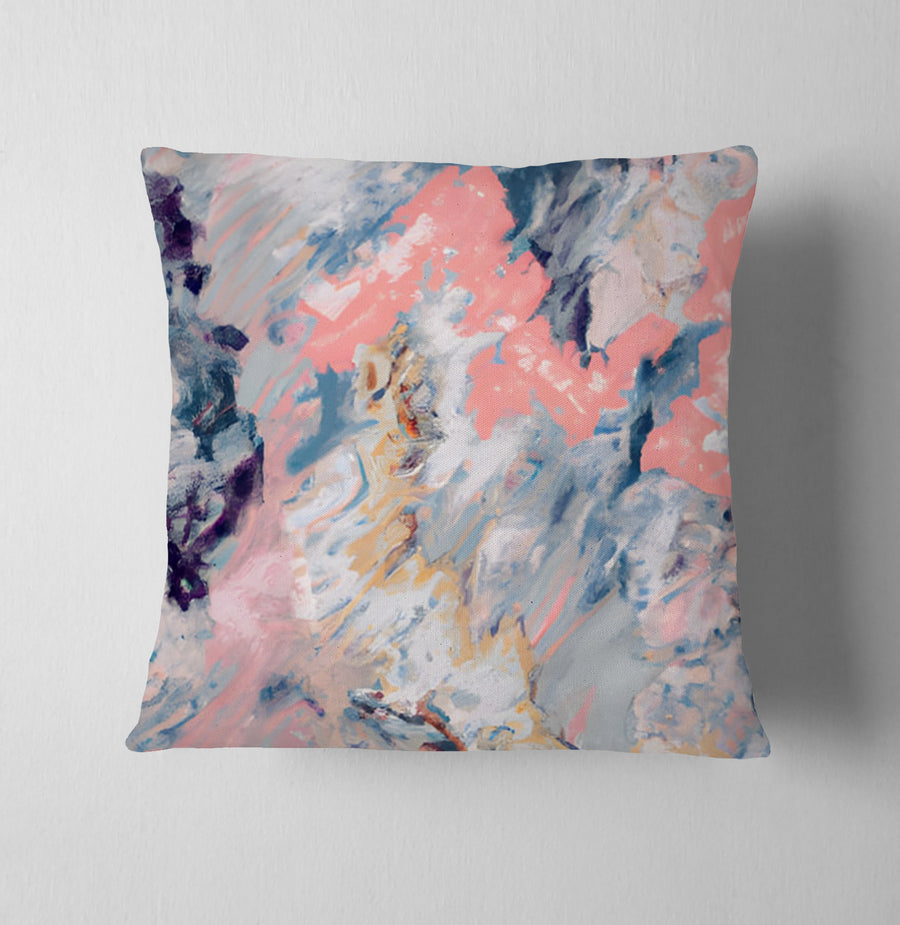 Soft Pink and Blue Abstract Texture Pattern Throw Pillow Cover