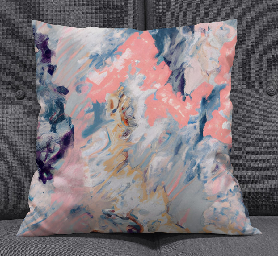 Soft Pink and Blue Abstract Texture Pattern Throw Pillow Cover