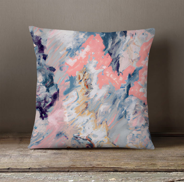 Soft Pink and Blue Abstract Texture Pattern Throw Pillow Cover