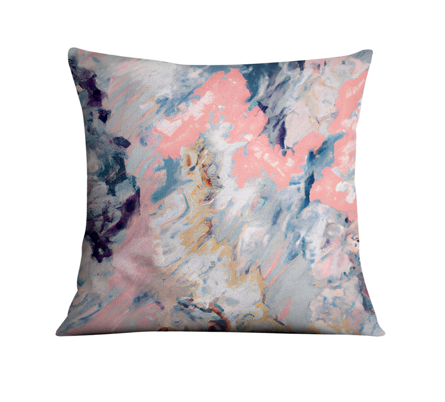 Soft Pink and Blue Abstract Texture Pattern Throw Pillow Cover