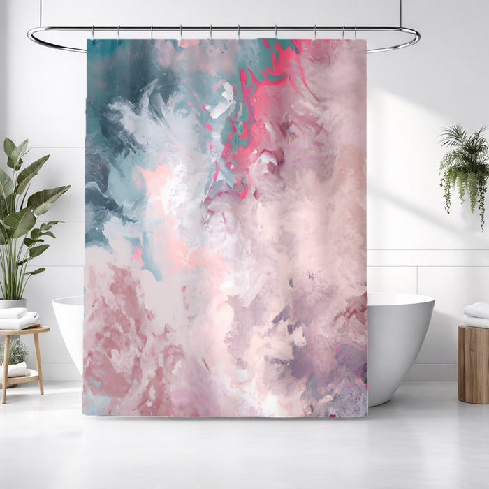 Pink and Blue Marble Abstract Pattern Shower Curtain