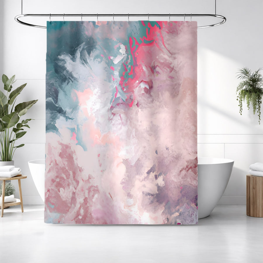 Pink and Blue Marble Abstract Pattern Shower Curtain