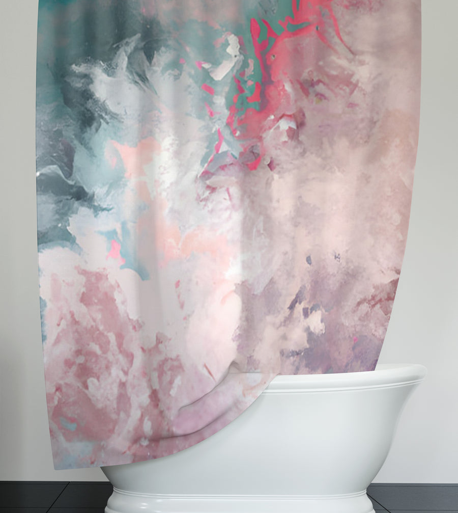 Pink and Blue Marble Abstract Pattern Shower Curtain
