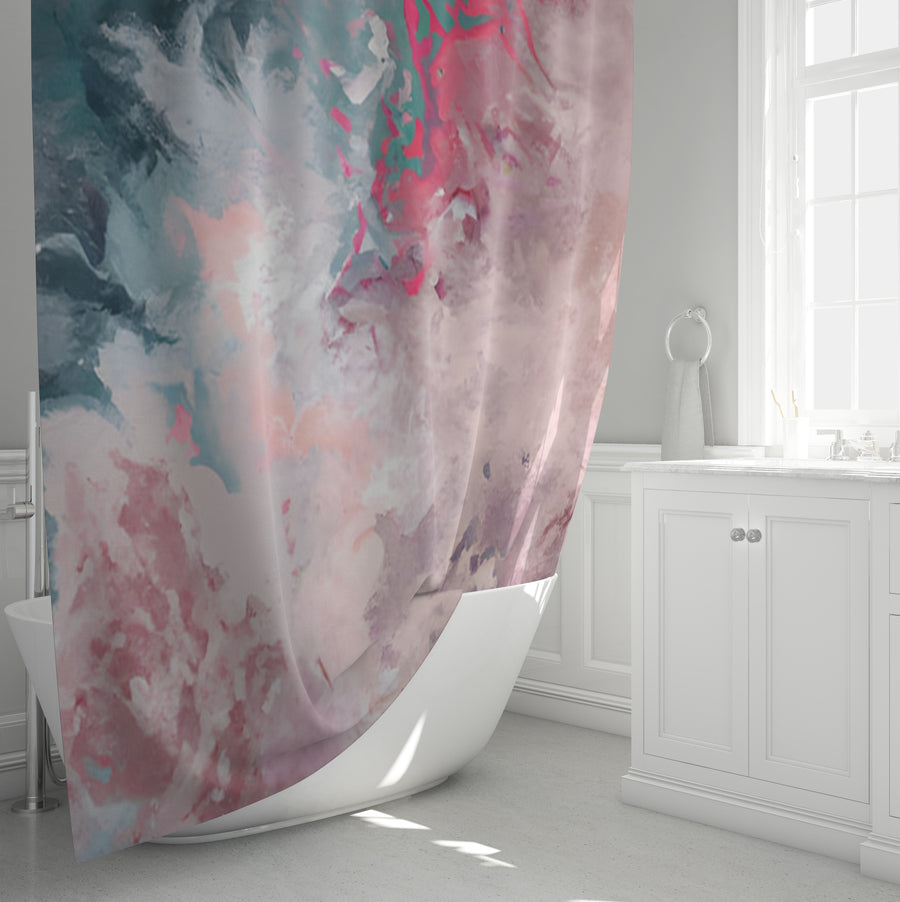 Pink and Blue Marble Abstract Pattern Shower Curtain