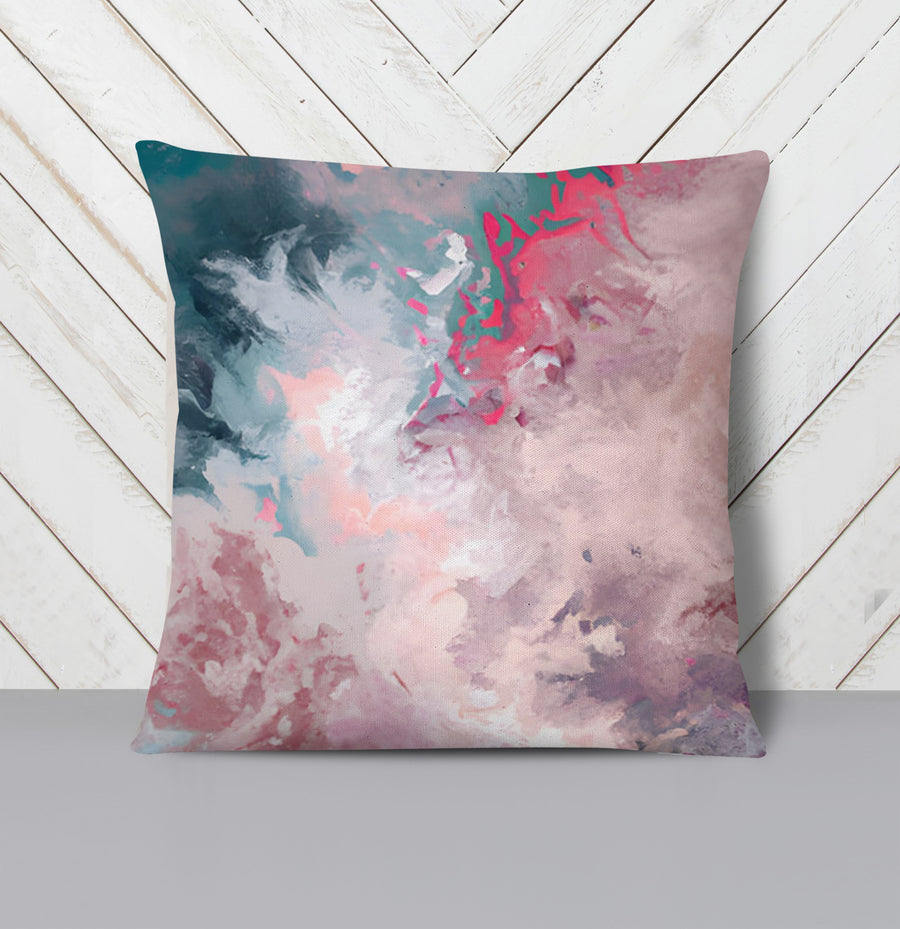 Pink and Blue Marble Abstract Pattern Throw Pillow Cover