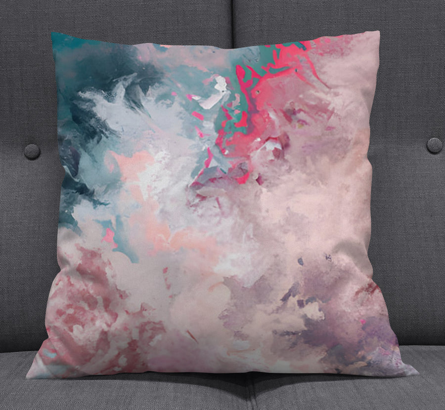 Pink and Blue Marble Abstract Pattern Throw Pillow Cover