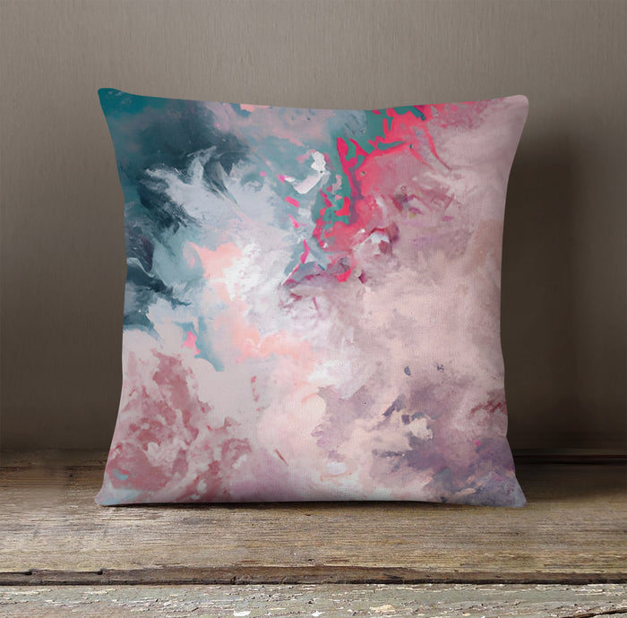Pink and Blue Marble Abstract Pattern Throw Pillow Cover