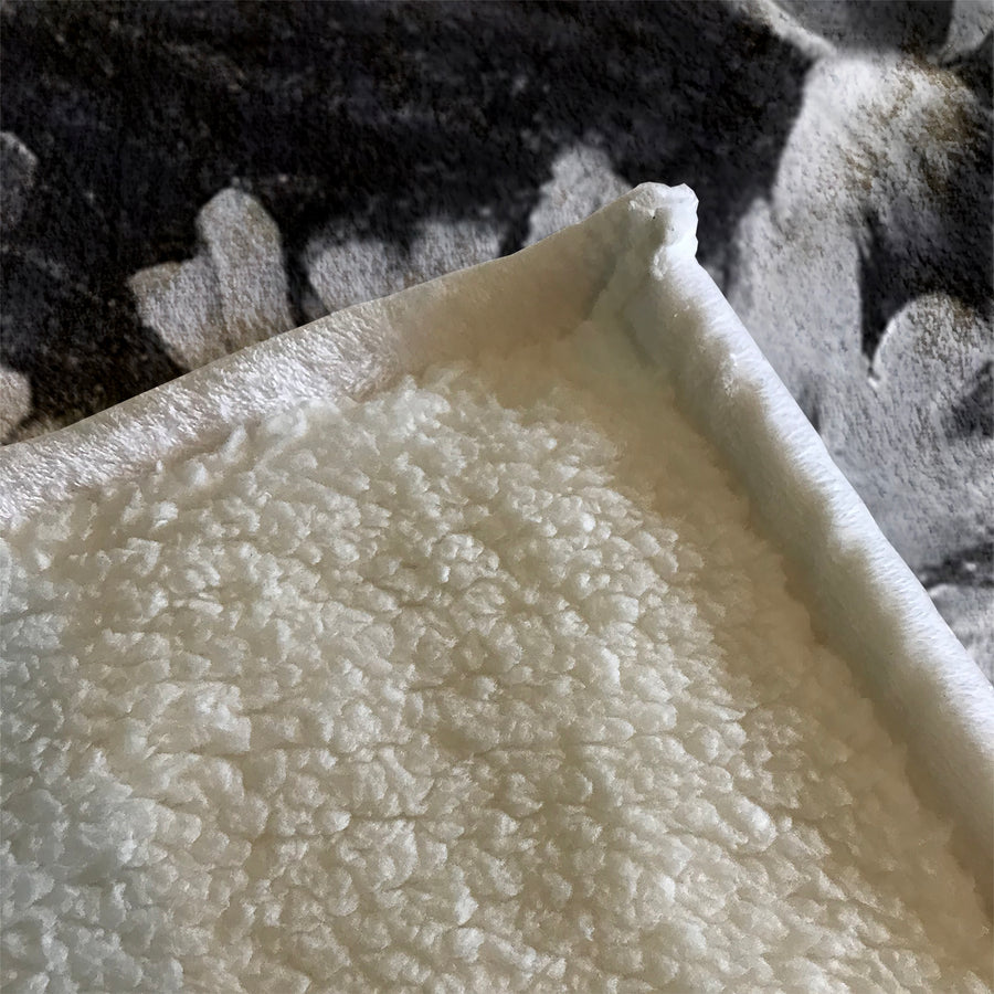 Black and White Fish Reef Illustration Fleece Sherpa Blanket