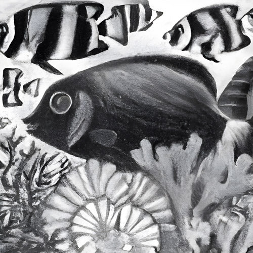 Black and White Fish Reef Illustration