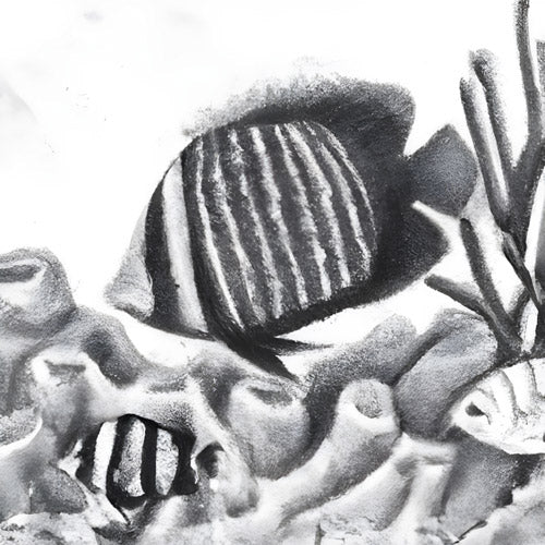 Gray Fish Coral Reef Pattern