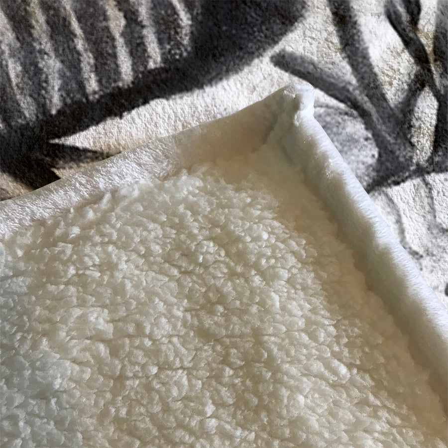 Gray Fish Coral Reef Pattern Fleece Sherpa Blanket