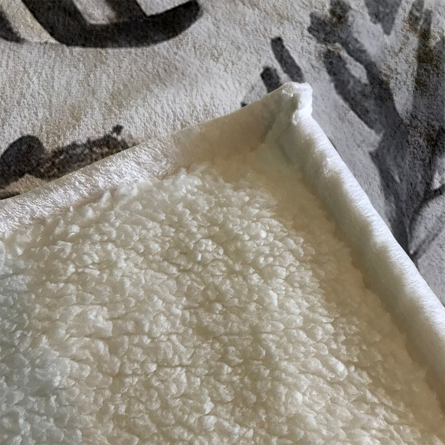 Black and White Fish Reef Pattern Fleece Sherpa Blanket