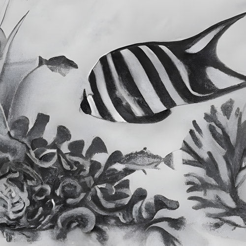 Black and White Fish Reef Pattern
