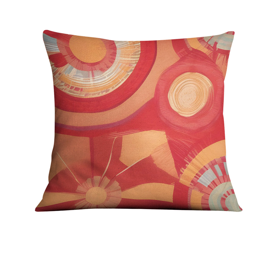 Orange Retro Circle Geometric Pattern Throw Pillow Cover