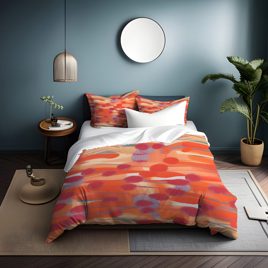 Orange Abstract Dot Texture Pattern Duvet Cover