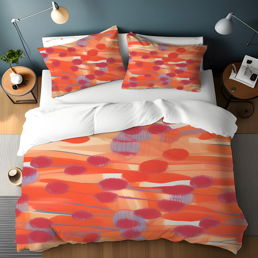 Orange Abstract Dot Texture Pattern Duvet Cover