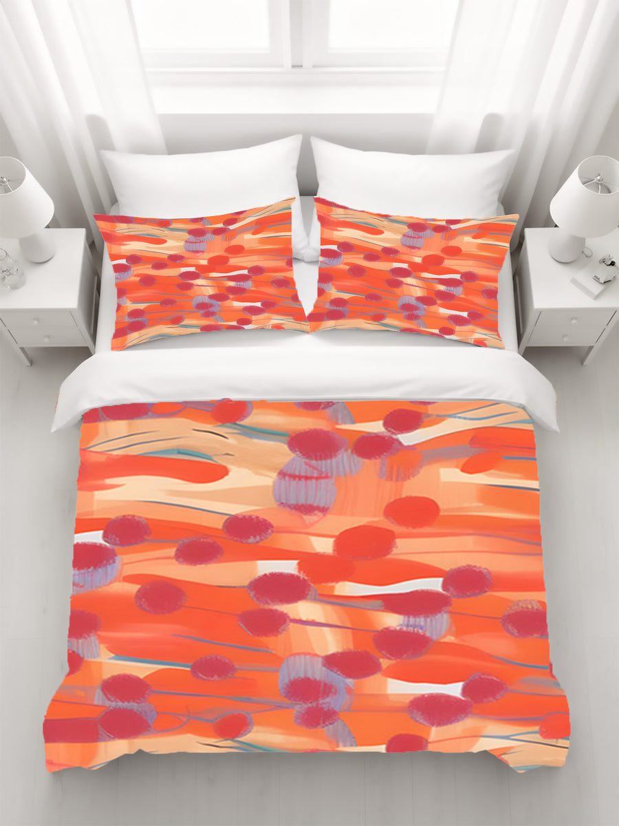 Orange Abstract Dot Texture Pattern Duvet Cover