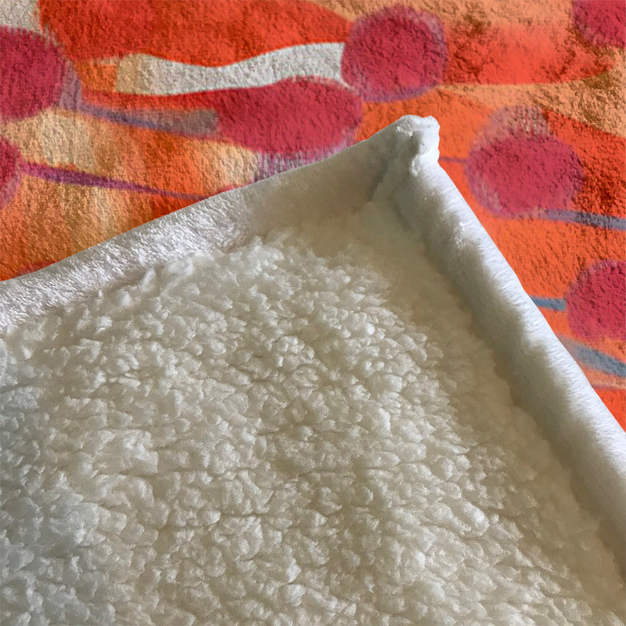 Orange Abstract Dot Texture Pattern Fleece Sherpa Blanket