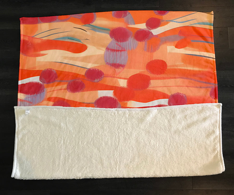 Orange Abstract Dot Texture Pattern Fleece Sherpa Blanket