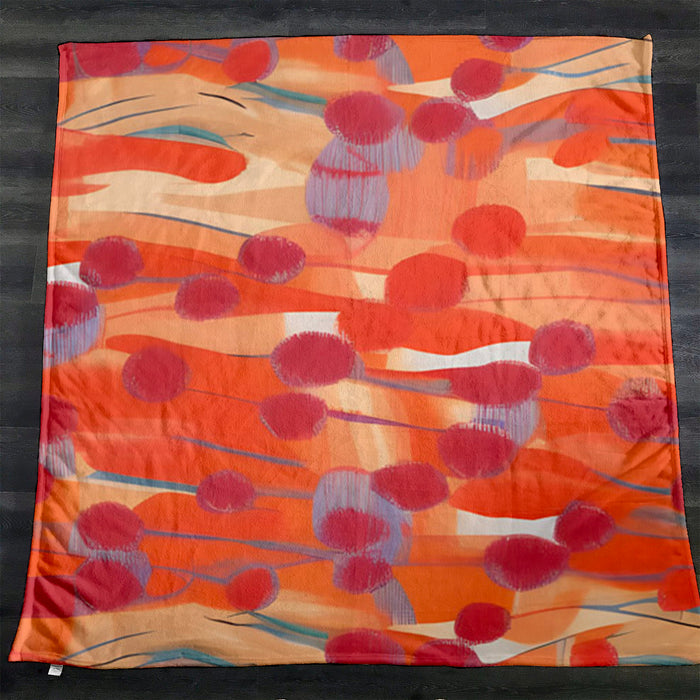 Orange Abstract Dot Texture Pattern Fleece Sherpa Blanket