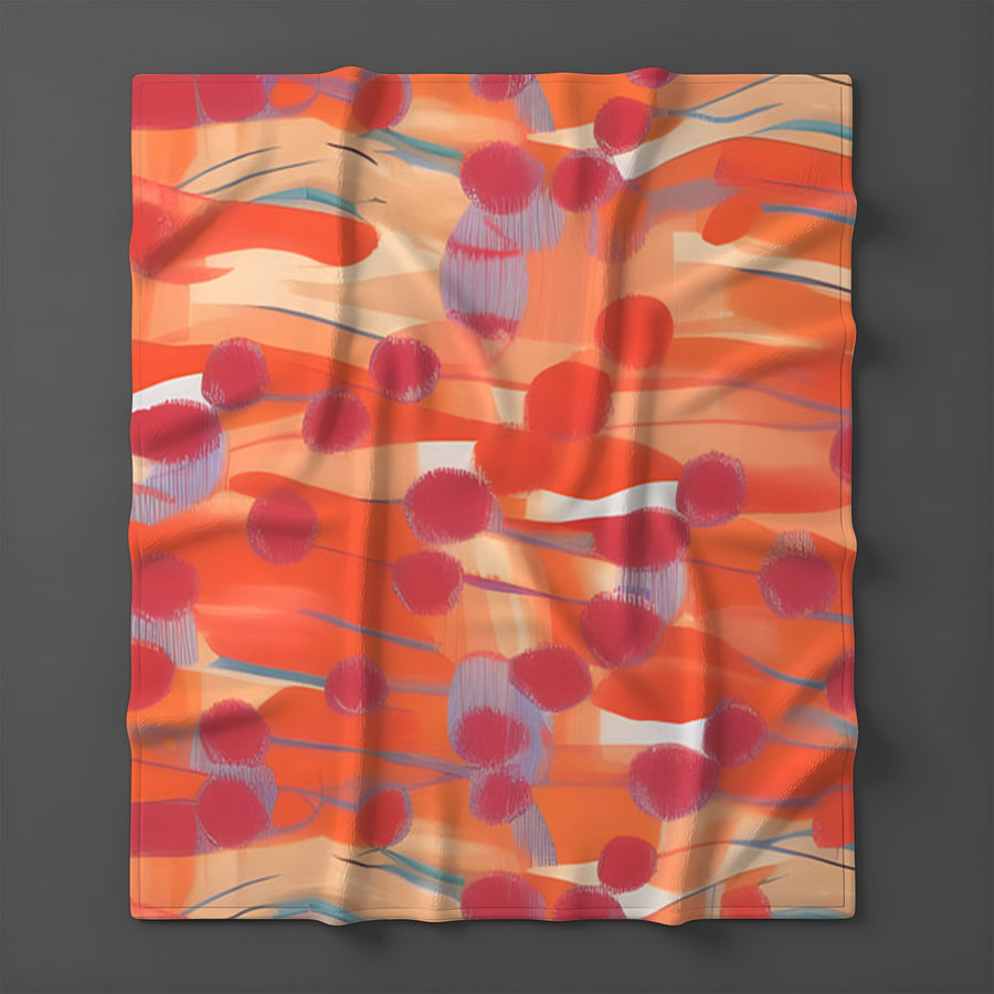 Orange Abstract Dot Texture Pattern Fleece Sherpa Blanket