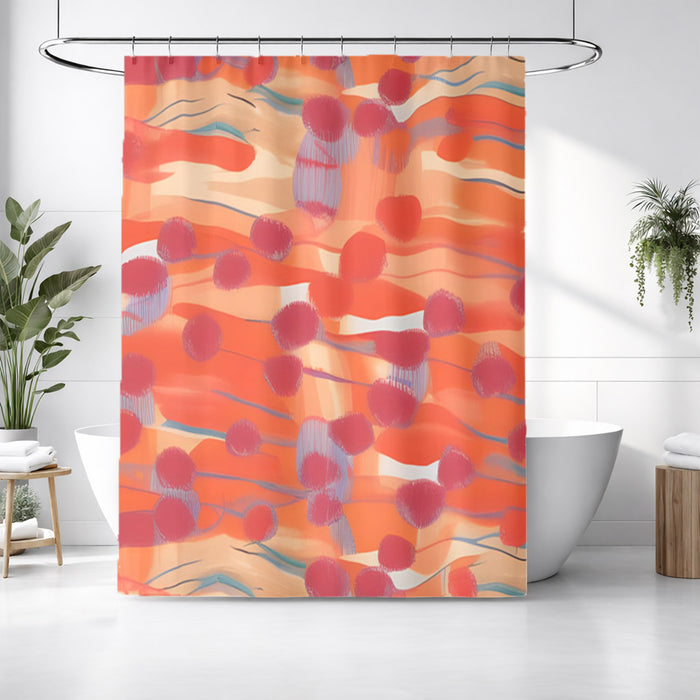Orange Abstract Dot Texture Pattern Shower Curtain