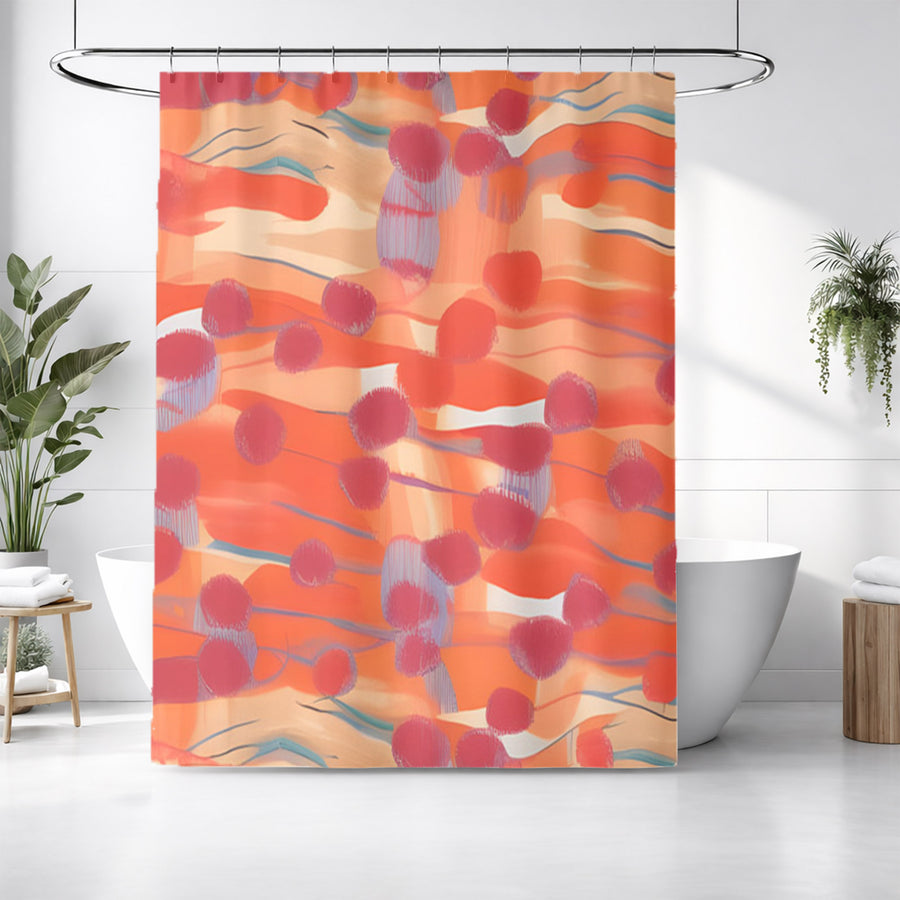 Orange Abstract Dot Texture Pattern Shower Curtain