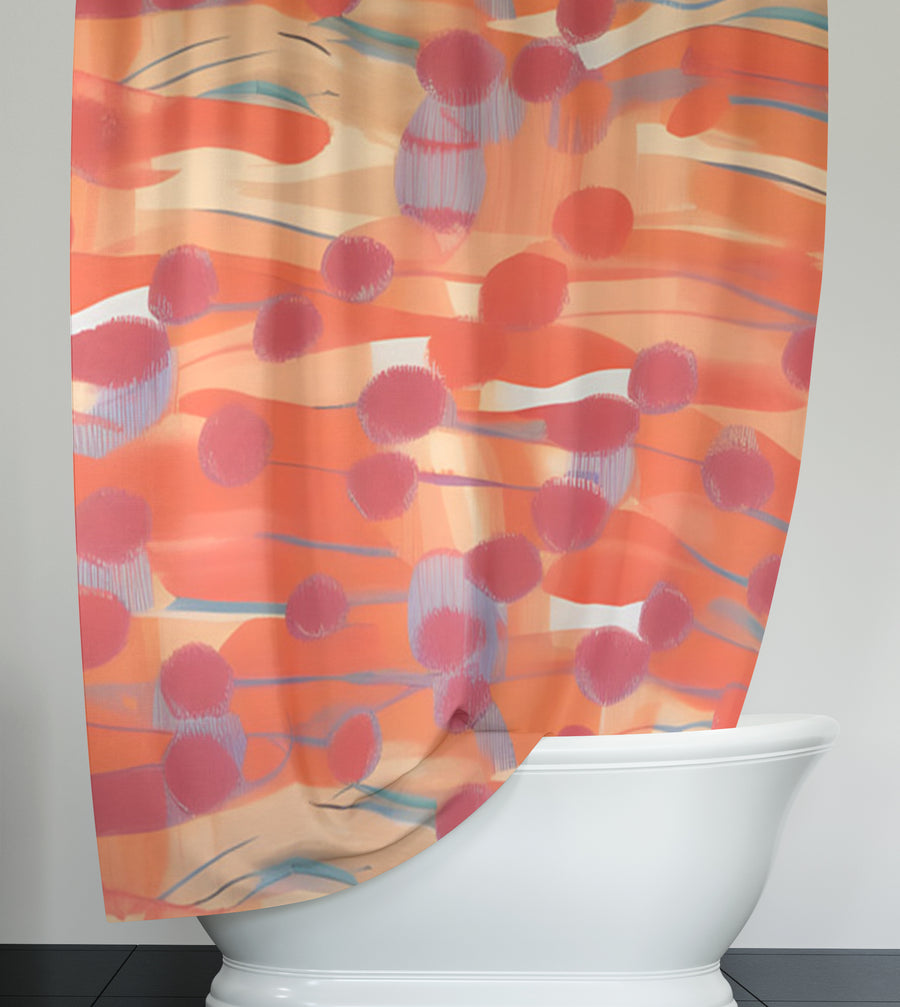Orange Abstract Dot Texture Pattern Shower Curtain