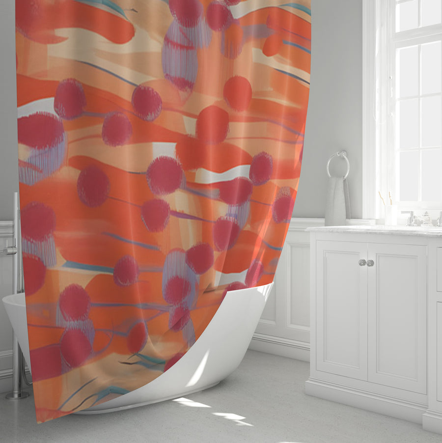 Orange Abstract Dot Texture Pattern Shower Curtain