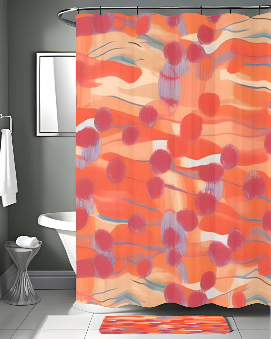 Orange Abstract Dot Texture Pattern Shower Curtain