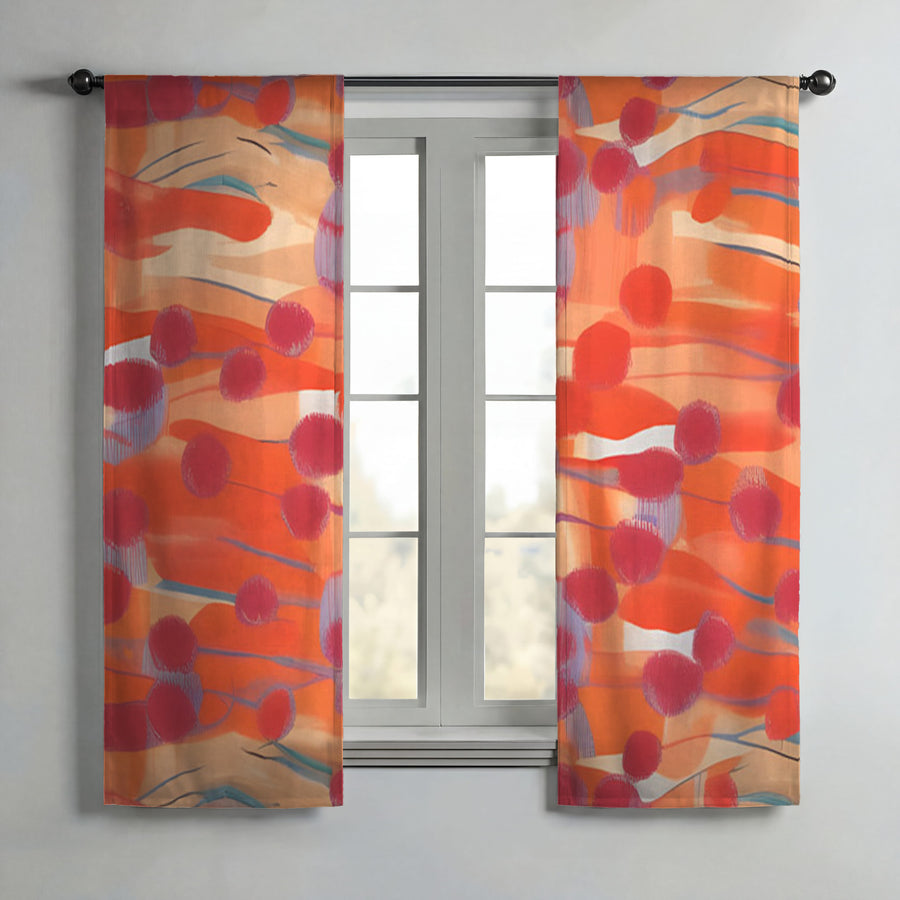 Orange Abstract Dot Texture Pattern Window Curtains