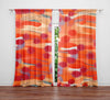 Whimsical Bohemian Window Curtains - Abstract Red and Beige Swiped Stripes - Deja Blue Studios