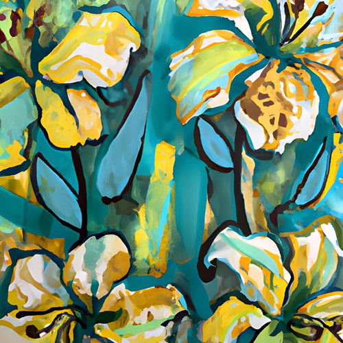 Teal Floral Botanical Artwork