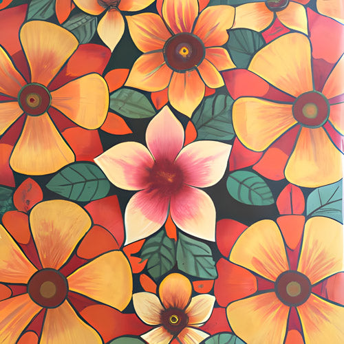 Orange Retro Floral Pattern