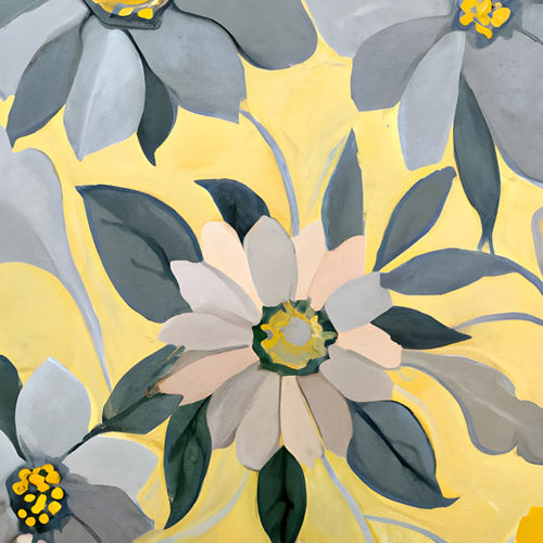 Yellow and Gray Floral Pattern