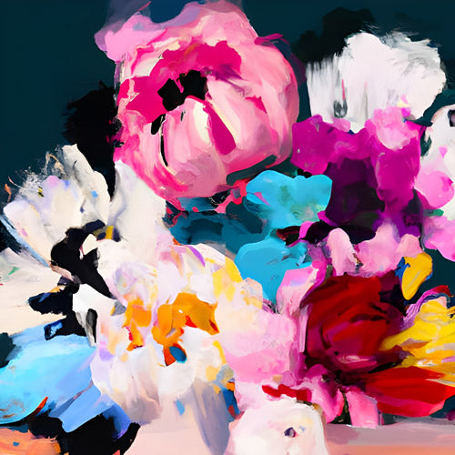 Pink and Blue Floral Artwork