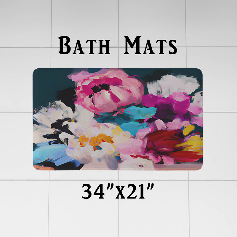 Painted Floral Shower Curtain - Pink and White Abstract Painting Print - Deja Blue Studios